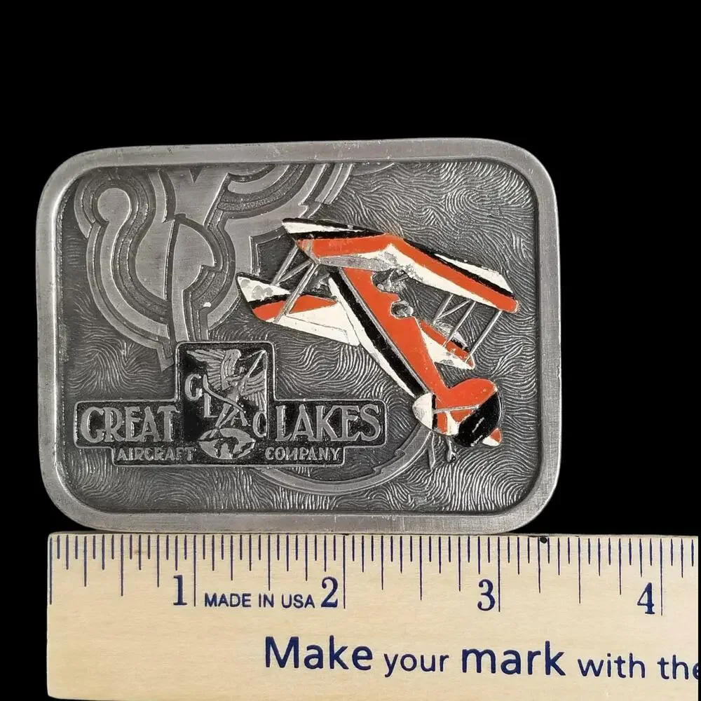 Belt Buckle 1976 GLAC‎ Great Lakes Aircraft Company 2T-1A Sport Trainer biplane